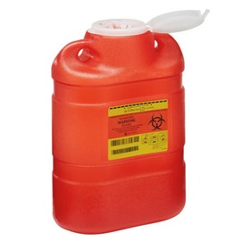 AmeriCan Goods Multi-Use 8.2qt Plastic Bio Hazard Sharps & Overfillings Collector Container with One-Way Funnel, Red (1)