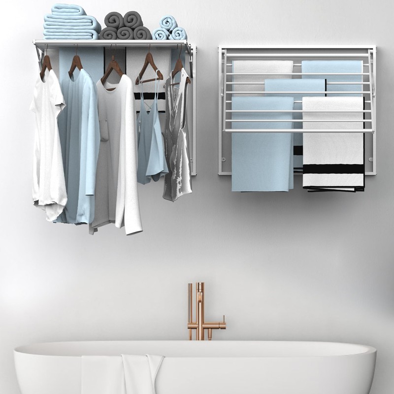 2 Pcs Wall Mount Clothes Drying Rack 26 X 31.5