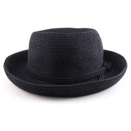 Trendy Apparel Shop UPF 50+ Soft Paper Braid Kettle Brim Sun Hat - Black