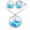 CPSLOVE Cute Little Dolphin Crystal Chains Necklace Earrings 925 Silver