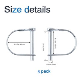 Hsthe Sea 5 Pieces Foldable Pipe Cotter Pin 6 x 70mm with Round Carbon Steel Galvanized Latch Shackle a Sturdy Coupling Safety Cotter Pin for Farm Lawn Garden