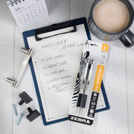 Zebra Pen G-301 Retractable Gel Pen, 0.7mm Medium Point, Stainless Steel Barrel, Textured Grip, Easy Glide Ink Provides a Smooth and Skipless Writing Experience, Black Ink, 2-Pack (41312)