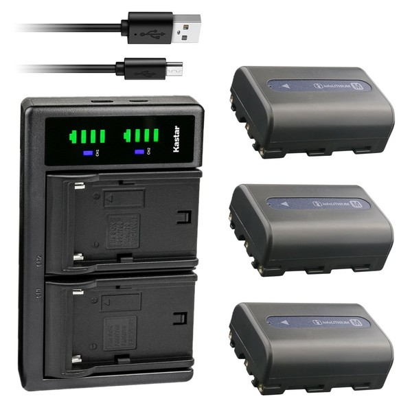 Kastar 3-Pack NP-FM50 Battery and LTD2 USB Charger Replacement for