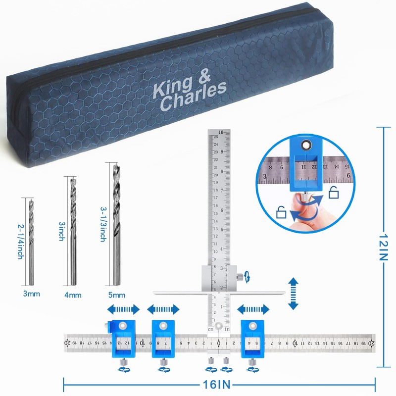King&Charles Cabinet Hardware Jig, Metal Cabinet Handle Jig with Point