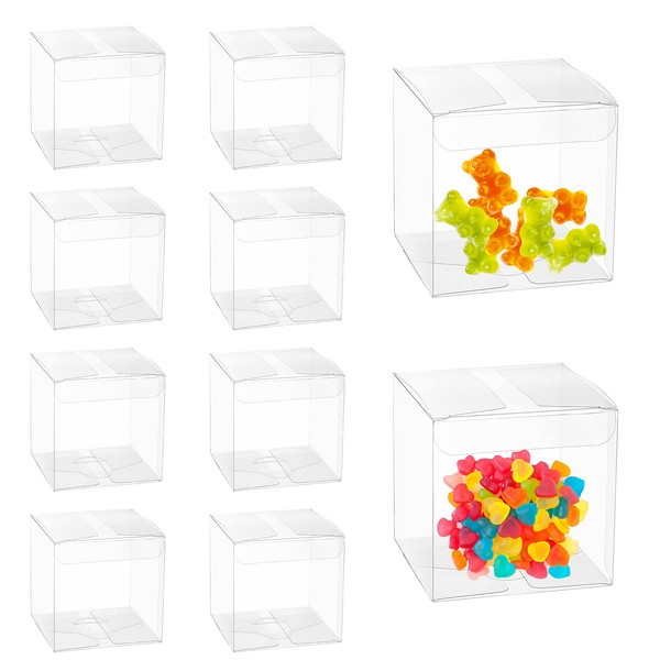 ZIOYA 50 Pieces Transparent Gift Box 5 x 5 x 5 cm Transparent Gift Box Candy Box for Wedding, Party, Birthday, Christmas, Candy Chocolate Valentine