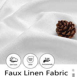 WelvetBLK White Kitchen Curtains 36 Inch Length 2 Panels, Light Filtering Farmhouse Faux Linen Textured Short Curtains for Windows, Small Curtain Tier for Cafe Cabinet Bathroom RV Camper, 30Wx36L Inch