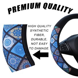 LUOYOYY - Fundas de volante de coche para mujer, con elastano elástico transpiración y transpirable, universal de 15 pulgadas, color azul, LU06