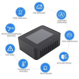 Monitor de Calidad del Aire, Detector de Dióxido de Carbono CO2, Pantalla LCD TVOC HCHO, Monitor de Calidad del Aire de Temperatura y Humedad para el Hogar, Medidores de Calidad