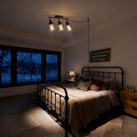 vivihobb Dimmable Black Plug in Track Lighting Kit,3 Light Plug in Ceiling Light with 16.5' Cord,Flexibly Rotatable Light Head,Modern Industrial Farmhouse Style(Bulbs Not Included)