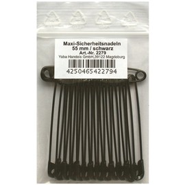 Maxi Safety Pins 55 mm Large Black Lacquered 2279 (55 mm) Pack of 14