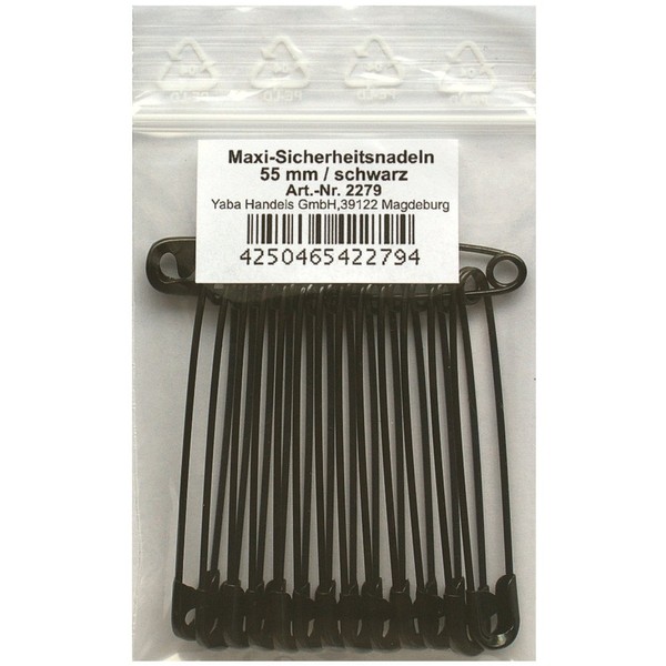 Maxi Safety Pins 55 mm Large Black Lacquered 2279 (55