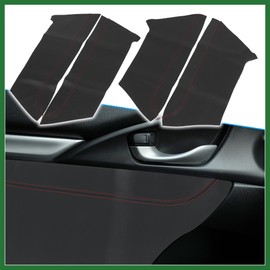 Motoforti 8Pcs/Set Car Door Panel and Door Armrest Protector Cover Replacement for Honda Civic 10th Gen 2016-2020 Black with Red Line Long-Lasting