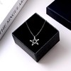 Silver Pentagram Star Pendant Necklace, Cubic Zirconia Crystals, Hollow Design