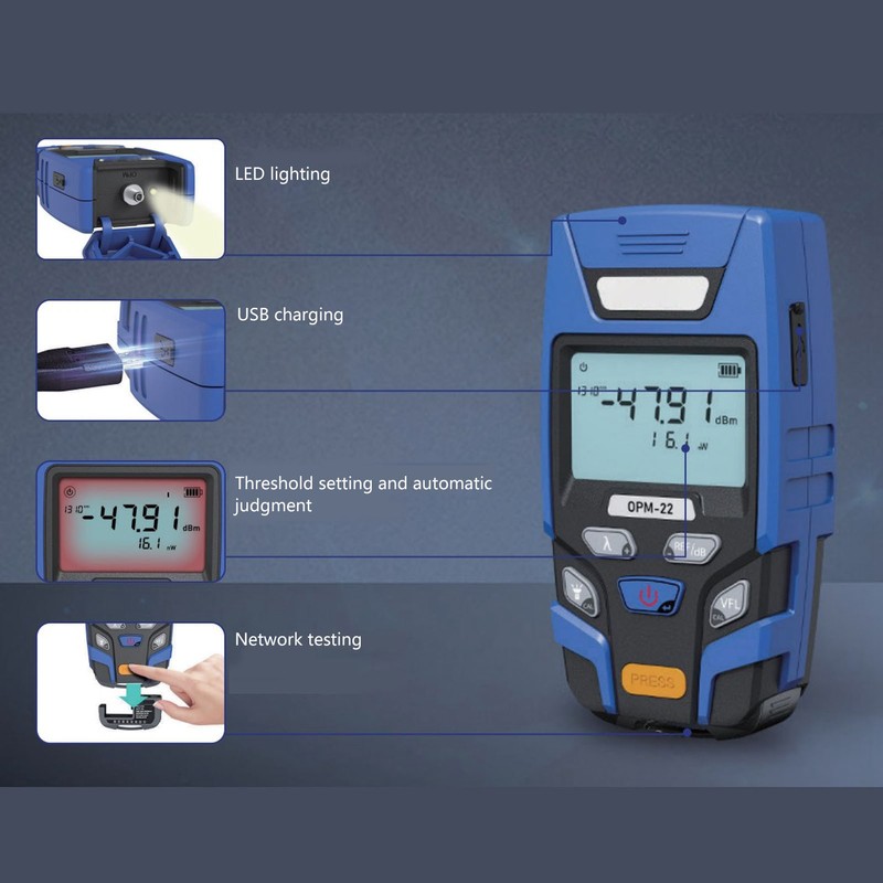 Optical Power Meter with LED Flashlight Network Line Sequence Test