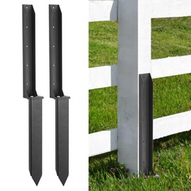 Thickened Fence Post Repair Kit, Steel Fence Post Anchor, Fence Post Repair Stakes for Repairing Tilted Broken Wooden Fence Post(2 Pack,Black)