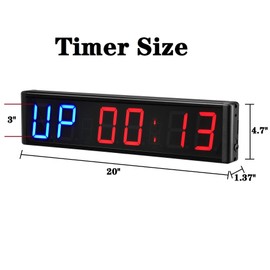 Ledbrigym Gym Timer 3 Inch Clock Fitness Home Tabata Boxing Count Down and Up with Remote (Blue Red)