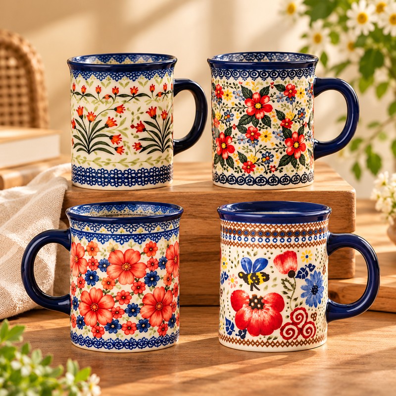 Bohemian Floral Ceramic Coffee Mug for Coffee & Tea –