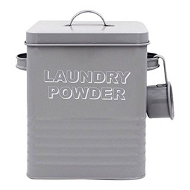 Lesser & Pavey New Sweet Home Laundry Powder Tin with Scoop, Metal, Grey, 18 x 15 x 25 cm