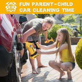 Kids Clean Car Wash Toy - Electric Car Wash Brush with Realistic Sound & Light, Scraper, Sponge, Towel, Toddlers Car Cleaning Brush Pretend Play Cleaning Toys Gift for Boys Girls Ages 3 4 5 6 7 8