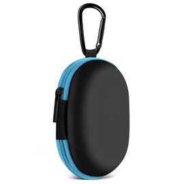 MOLOVA for Earbuds Carrying Case, Small Oval Storage Cases, Tech Pouch, Portable Storage Earbud Pouch Bag for Earbuds, in-Ear Headphones, Earphones, Headsets, Hearing Aids, USB Charging Cable, Blue