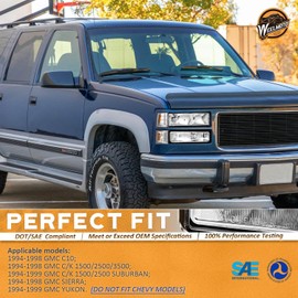 WEELMOTO Headlights for 1994-1998 GMC C/K 1500 2500 3500 Sierra; for 94-99 GMC C/K 1500 2500 Suburban Yukon Headlight Assembly 94 95 96 97 98 Headlamp+Corner Side Marker Lights+Bumper Signal Lights
