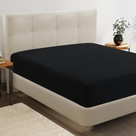 Lane Linen - Sábana bajera ajustable individual de punto elástico en 4 direcciones con bolsillo profundo individual - Se adapta a colchones de hasta 16 pulgadas (sin sábana plana), duradera, sin