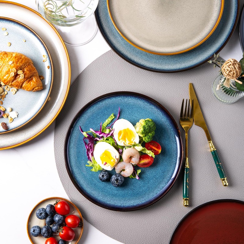 LERATIO Ceramic Plates Set of 6, 10.5 Inch Reactive Glaze