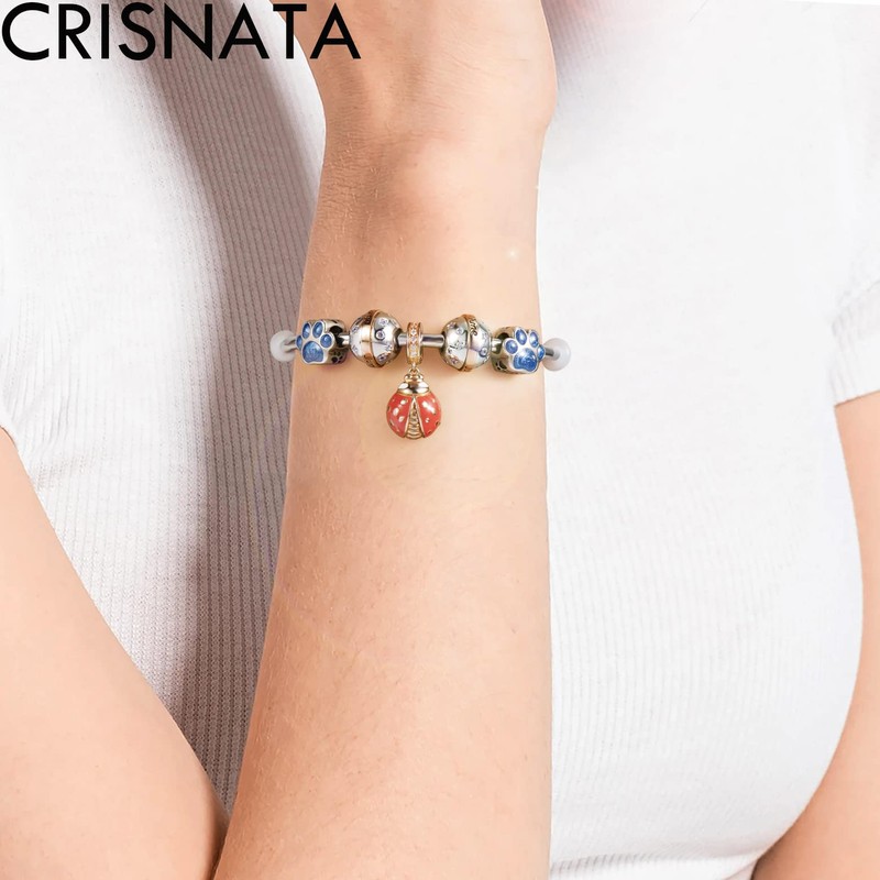 CRISNATA Jan-Dec Birthstone Round Ball Charms with 12 Month Birthday