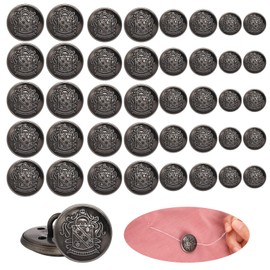 Vin Beauty 40 Pieces Antique Silver Metal Blazer Button Set Vintage Brass Buttons for Blazer Antique Silver Suits Buttons Coat Button for Blazer(15mm 18mm 20mm 25mm)