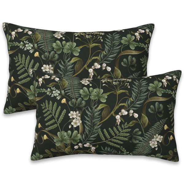 Naqiuli Spring Floral Throw Pillow Covers Set of 2 Green