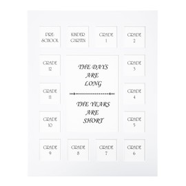 GMFrames School Days Photo Mat Prek-12 School Years Picture Mat Multi Graduation Photo Collage Black Mat with no frame Pre-School & Kindergarten to 12th Grade White