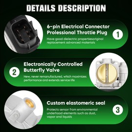 Electronic Throttle Body for Nissan Altima Sentra X-Trail L4 2.5L 2002 2003 2004 2005 2006 2007 2008, Replace for 16119-AE010 16119-AE011 16119-AE013