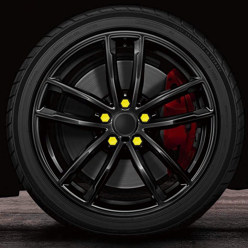 SkinoEu Wheel Nut Covers Locking Bolt Caps Universal Yellow Gloss