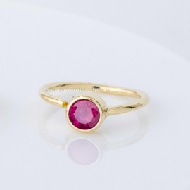 20G 14K Yellow Gold Ruby Nose Hoop Ring 3mm(0.11ctw) Bezel Set Ruby 8mm Twist-open Nostril Ring Cartilage Hoop Tragus Ring Unisex 14KNHBZ-RB30YG