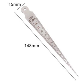 Taper Gauge Stainless Steel Ruler Double-sided Scale Gap Hole Ruler Taper Gauge Ruler for 0-15mm Inch Scale System and Metric Scale System