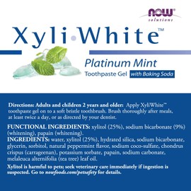 NOW Foods Solutions, Xyliwhite™ Toothpaste Gel, Platinum Mint, Cleanses and Whitens, Fresh Taste, 6.4-Ounce