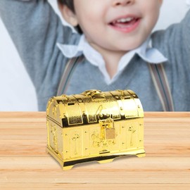 ＫＬＫＣＭＳ Treasure Chest with Lock And Key for Jewelry Storage And Party Supplies, Gold, 14cmx10cmx10.5cm