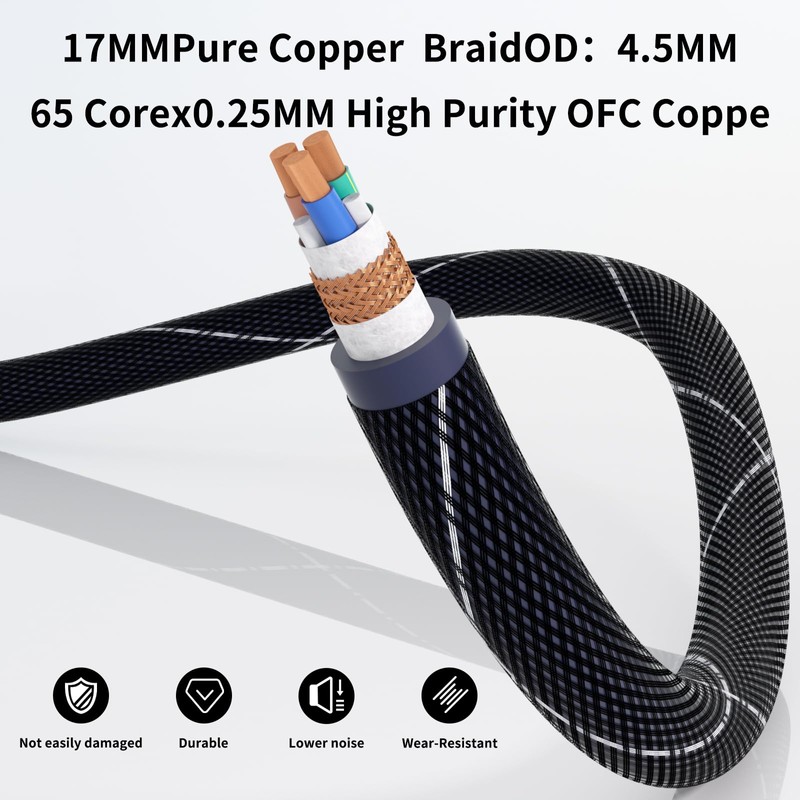 Monosaudio 12AWG Audiophile Power Cord Pure Copper Audio Power Cable