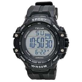 Klepher TE-D281-BK Men's Digital Sports Watch, Waterproof, Multifunctional, Urethane Strap, Black, Black