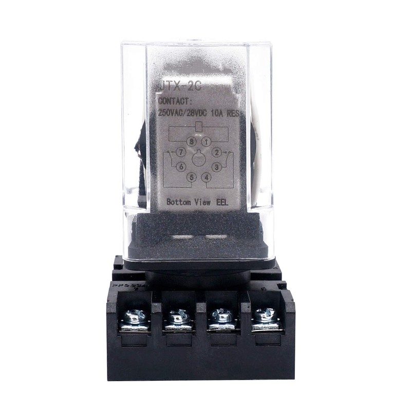 TWTADE/JTX-2C, MK2P-I DPDT Power Relay with Plug-in Terminal Socket Base,