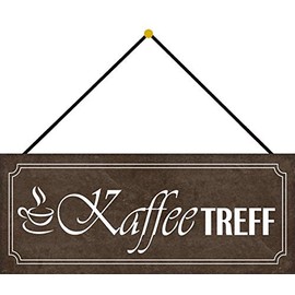 Schatzmix Coffee Treff Metal Sign 27 x 10 cm Decorative Tin Sign with Cord Sheet Metal Sign Multi-Coloured 27 x 10 cm