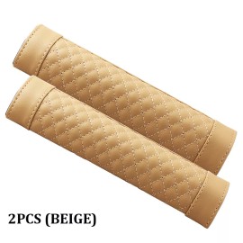 Xukey 2PCS Leather Car Safety Seat Belt Shoulder Strap Pad Cover Cushion Protector - Beige
