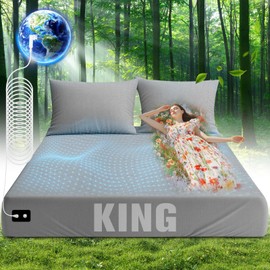 Upgraded Grounding Sheets King Size, Grounding Sheets Earthing 95.5% Organic Cotton+5% Pure Silver Fiber, Grounding Sheets With 15FT Grounding Cord, 76"x80"x15" Earthing Grounding Sheets for Sleep