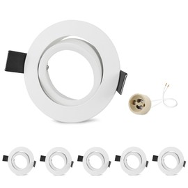 GeyouLux Set of 6 Recessed Spotlights Frame GU10 Aluminium Swivelling White Recessed Spotlights Round Hole Diameter 68-75 mm Ceiling Recessed Spotlight for Halogen MR16 Includes GU10 Socket for 230 V