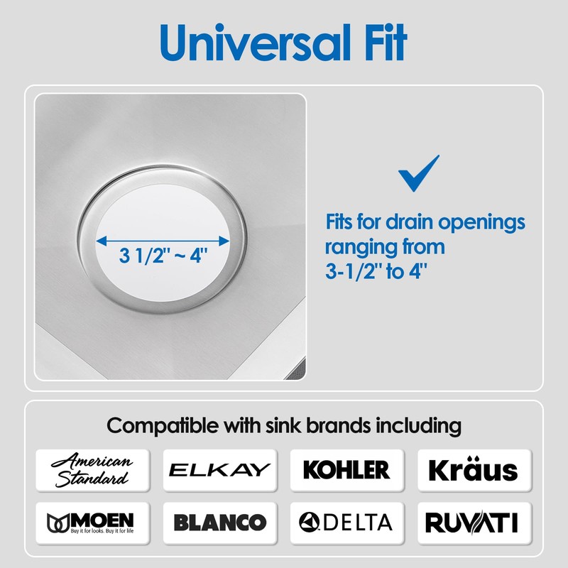ROVOGO 3-1/2 inch Kitchen Sink Drain Assembly with Removable Deep