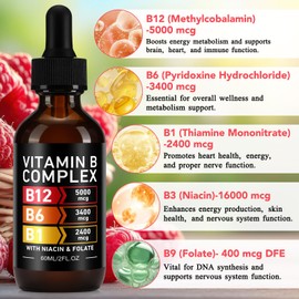 Vitamin B Complex Liquid Drops - Sugar Free B12 5000mcg - 60ml