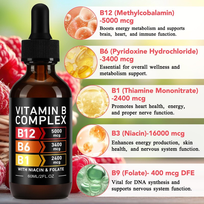 Vitamin B Complex Liquid Drops - Sugar Free B12 5000mcg