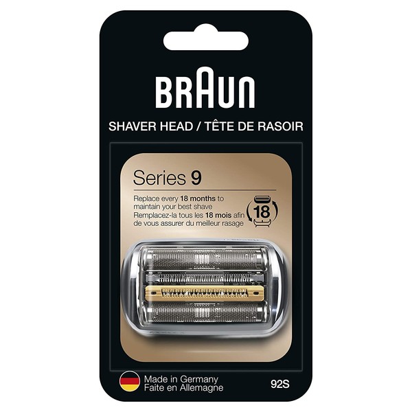 Braun Shaver Replacement Part 92S Silver - Compatible with Series 9 Shavers (packaging may vary)