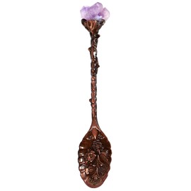 Soulnioi Retro Amethyst Crystal Alloy Metal Coffee Tea Spoon Dessert Spoon Vintage Ice Cream Spoon