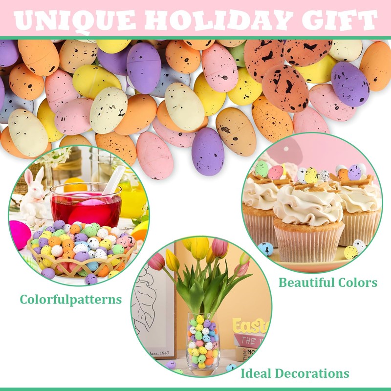 100pcs Easter Mini Eggs Decorations for Kids Easter Day,Artificial Bird